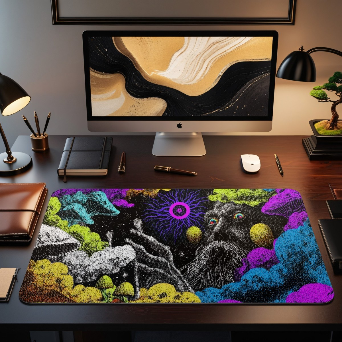 Cosmic Eldritch Horror MTG Playmat Psychedelic Mushroom God Art
