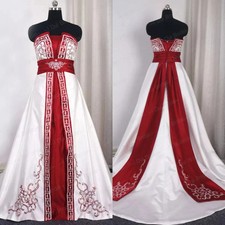 Victorian Wedding Dresses Satin Beaded Vintage Embroidery A Line Bridal Gowns