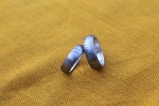 Damascus steel finger ring silver liner friend valentine gift 7/4.75 US SIZE