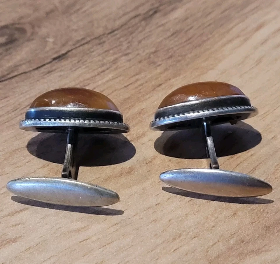 Gemelos antiguos vintage años 60 de plata 825 y ámbar de la Unión Soviética. Foto 4 de 4