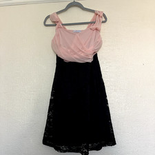 Bodyflirt Women's Size M Pink & Black Lace Cocktail Dress Chiffon Draped Bodice