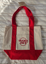 NWT Trader Joe  s Mini Canvas Reusable Tote Bag in Red - LIMITED EDITION 