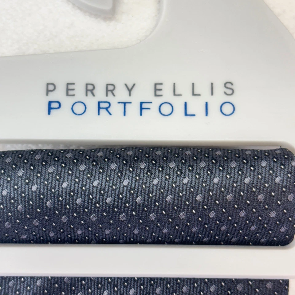 Corbata Perry Ellis Portfolio Para Hombre Azul Marino Punteada Formal Negocios Nueva Con Etiquetas Foto 4 de 4