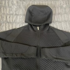 Nike Sphere Women's Black Quilted Full Zip Hooded Athletic Jacket Size L