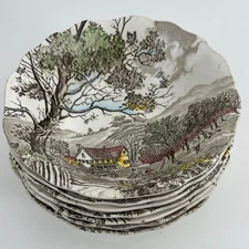 J & G Meakin Welcome Home Pattern Cereal Bowls - Set of 7