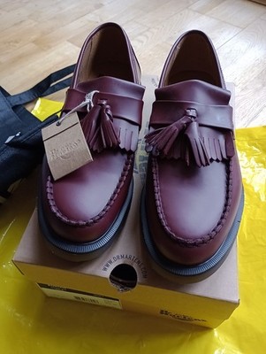 Martens Adrian Tassle Loafers Size 10 Skinhead/Mod/ Ska Cherry Red New  UK