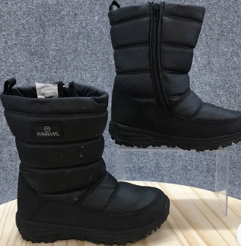 Magellan Outdoors Men’s Black Mid-Calf Side-Zip Snow Boots Synthetic Sz 10