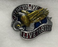 Ride to Live Enamel Belt Buckle Limited Edition Biker Motorcycle