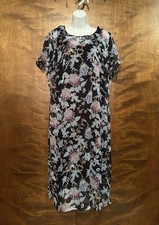 Vince Camuto Short Sleeve Chiffon Shift Dress Womens Plus Size 1X Blue Paisley