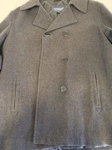 Roundtree & Yorke Men's Grey Wool Blend Peacoat Double Breasted Jacket Size XL image 6