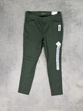 New Old Navy Dress Pants Womens 4 Green Pixie Ankle Mid Rise Stretch Business