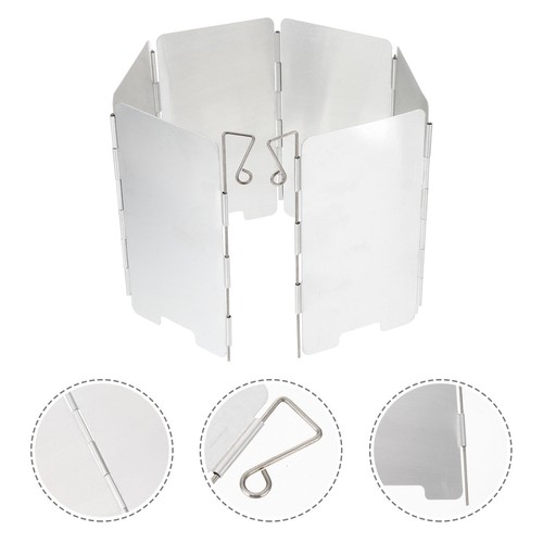 Outdoor Wind Deflector,Cassette Stove Folding Wind Deflector Steel Windproof Hood For Stove Gas Stove Wind Deflector Camping Thickened Stove Ring Portable 4 Plates Wind Blocker Black - View #7
