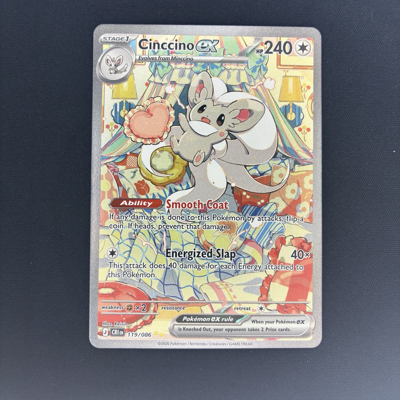 Pokemon Cinccino ex 119/086 Holo Chaos Rising Pokemon NM