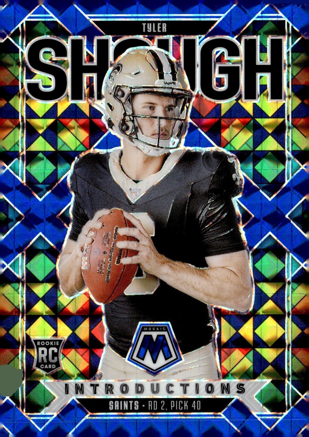 2025 Panini Mosaic #9 Tyler Shough Introductions Mosaic Blue #/99