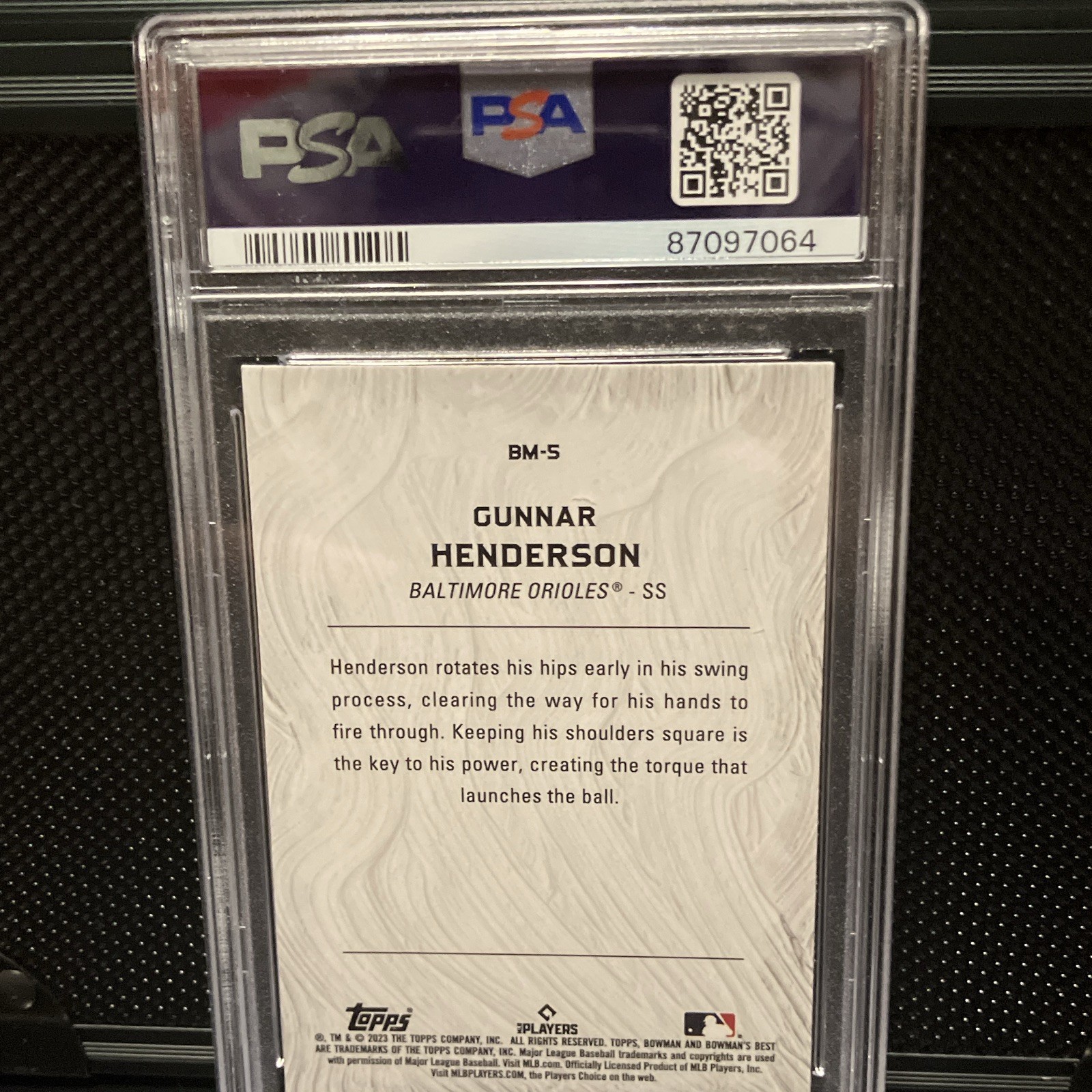 2023 Topps Bowman's Best - Masterpieces Gunnar Henderson #BM-5 Orioles PSA-10 RC view 3