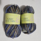 5th Avenue Funky Sock Yarn Color #0310 Navy Gold 1.75 Oz Lot Of 2 