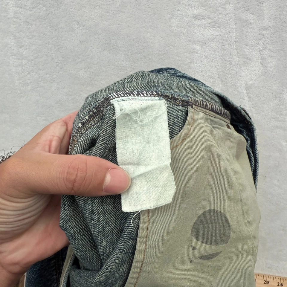 Pantalones de mezclilla Levis Engineered para hombre 32x32 azul costura retorcida calavera huesos cruzados bolsillo Foto 4 de 4