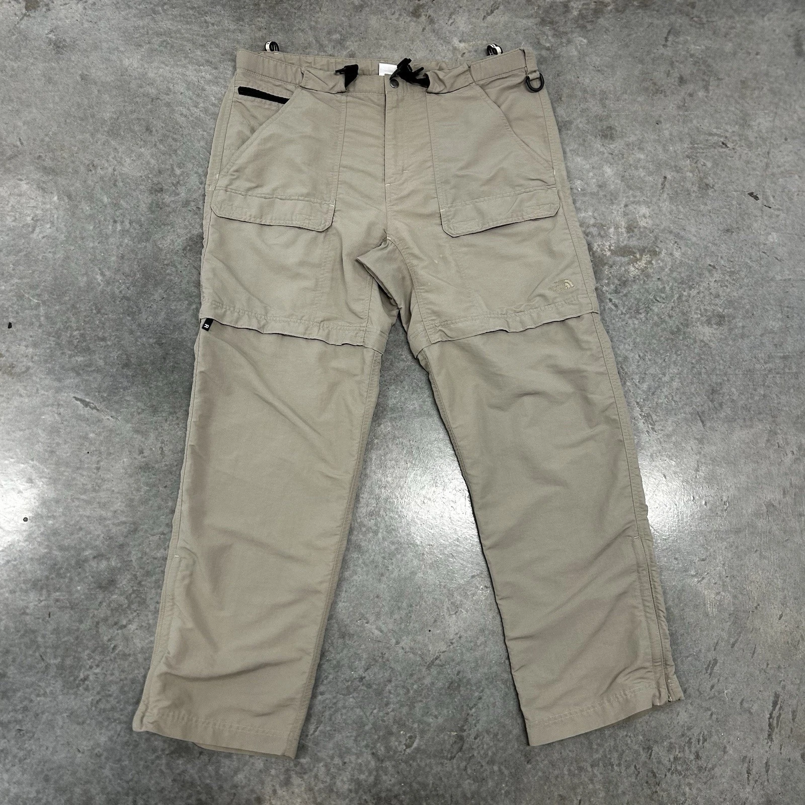 The North Face Paramount Pants Mens Large Beige Convertible Hiking Belted Nylon