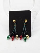 Christmas Lights Earrings Red Green and Gold