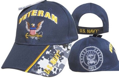 Official US Navy Licensed Cap Navy Veteran & Navy Eagle Logo Navy Blue Hat
