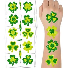 ArtCreativity Individual St Patrick s Day Glitter Shamrock Temporary Tattoos -