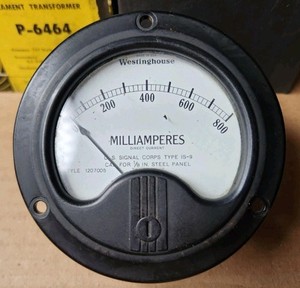 Westinghouse Signal Corps IS-9 DC Milliamp Meter 0–800mA WWII Vtg Gauge USA