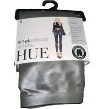 Hue Super Sleek Effects High Rise Leggings Women Small Black Leatherette New