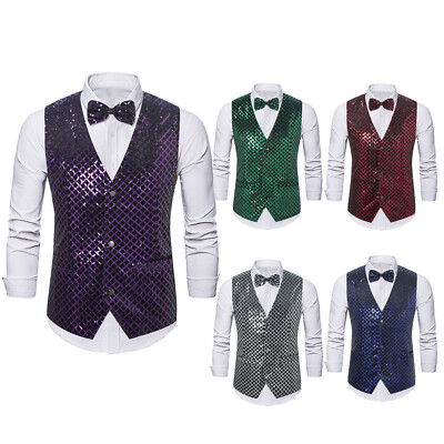 Männer Tank Tops Ärmellos Jacke Bügelkrawatte Weste Bühne Disco Prom Karneval