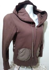 Lost Junior's Sweat Jacket Brown Side Pockets Zipper Up Hoodie Sz L