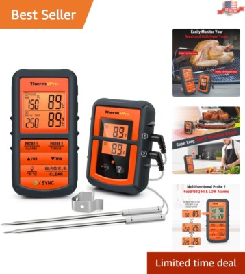 Heavy-Duty Wireless Meat Thermometer with 2 Probes for Ultimate Cooking