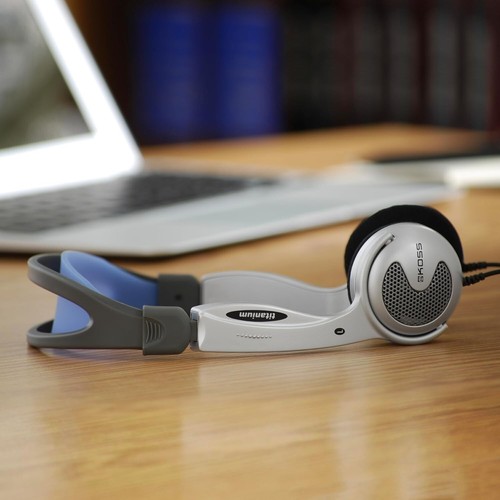 Retro Titanium Headphones - Lightweight On-Ear Design with Dynamic Audio Control - Picture 7 of 8