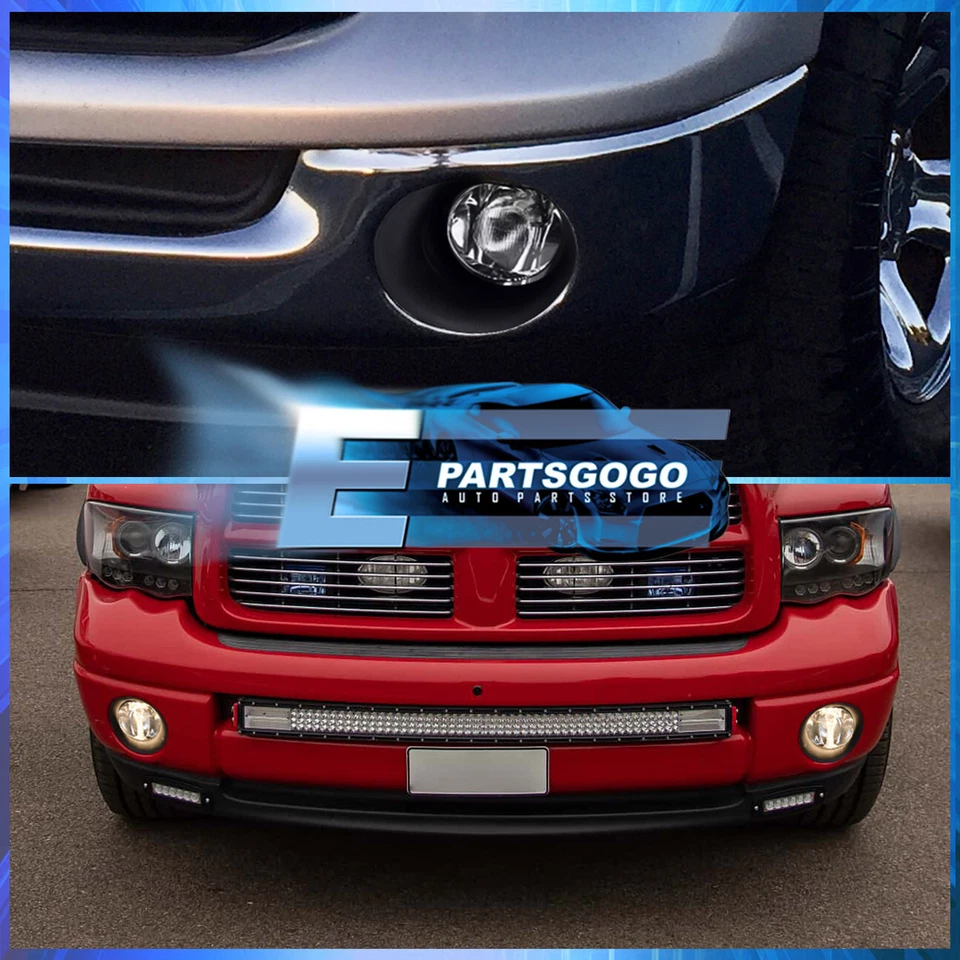 For 02-08 Dodge Ram 1500 2500 3500 Clear Driving Fog Lights Lamps + Wiring Bulbs Foto 2 de 4