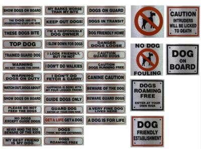 Hund Warnmeldungen Schilder Informationen HOCHWERTIG Silber Aufkleber UK