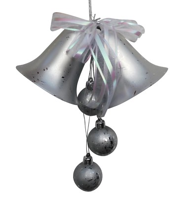 4x TIB Doppelglocke mit Kugelgehänge Weihnachten Deko Glocke silber 4 Stück Neu