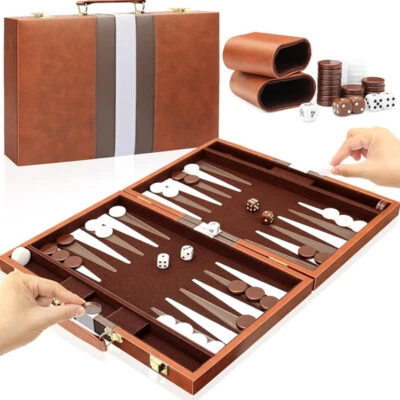 18" Klassisches Backgammon Koffer, 2 Spieler, Tragbares Reise Strategie Spiel - Bild 1 von 4