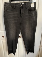 Terra Sky Destroyed Hem Straight Leg Black Jeans 18W, NWT
