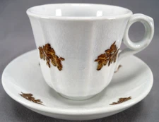 Early Ironstone Chelsea Grape Copper Luster Handled Cup & Saucer C. 1840s - 50s