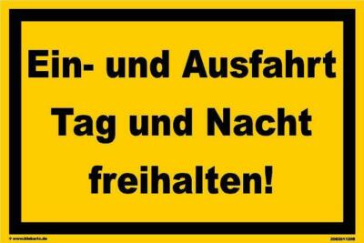 Schild 45 x 30 cm - Ein- und Ausfahrt Tag und Nacht . - Aluminiumverbundpl.