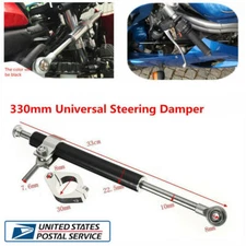 330mm Aluminum Motorcycle ATV Steering Damper 6 -Way Adjust Stabilizer Linear US