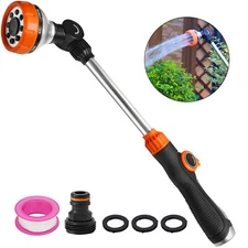 Heavy Duty Metal Watering Wand 18" Garden Hose Wand w/180° Swivel Ratchet Head