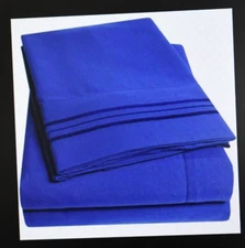 Sweet Home Collection 1800 Series King Bed Sheets 4 Piece Set Royal Blue