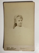Vintage 1890 Cabinet Card Young Girl Wearing Golden Necklace