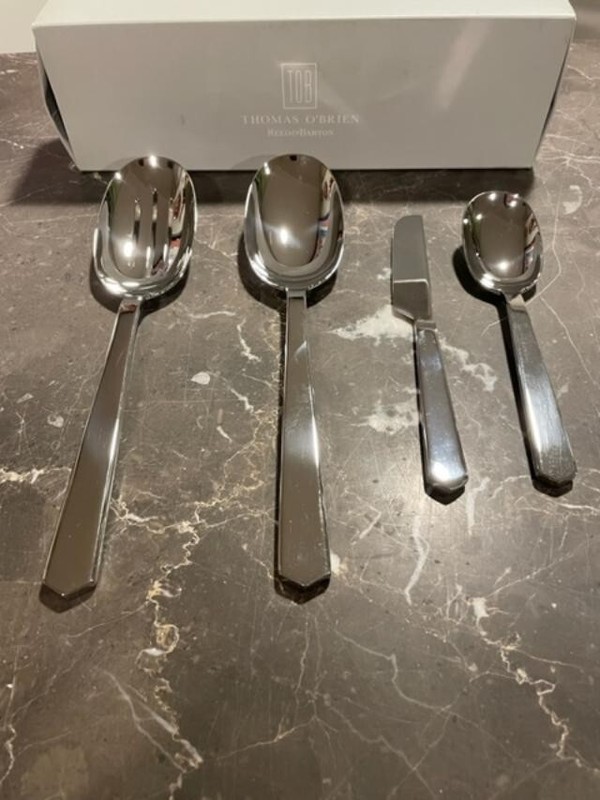 Thomas O'Brien Tiago 4 Piece Hostess Set. Stainless Steel. New in Box.