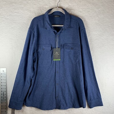 Alpine Design Shirt Mens XL Blue Heather Rayon Wanderful Knit Button-Up 7307