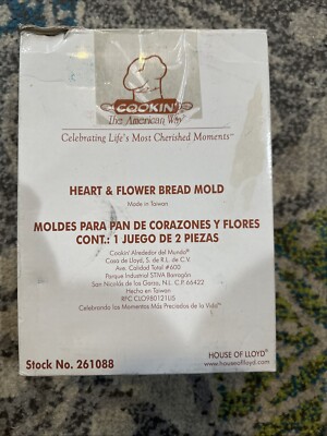 House of Lloyd Set of 2 Bread Mold Tubes Heart and Flower Bread Molds NIB