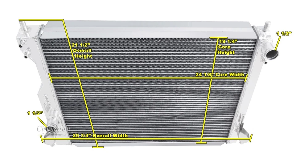 NUEVO RADIADOR CHAMPION 3 FILAS TODO ALUMINIO FORD MUSTANG V6 V8 2005-2014 5.0 4.6 Foto 3 de 3