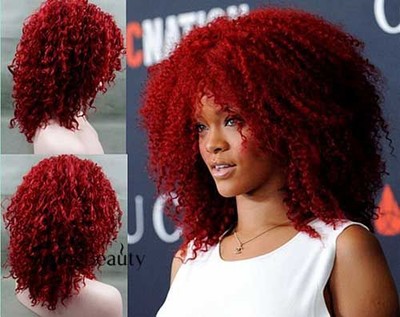 Afro Curly Red Wigs For Black Women Kinky Curly Hair Wig Perruque