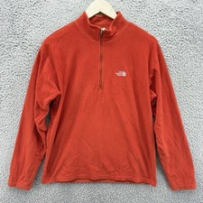 The North Face Sweater Mens Small Orange 1/4 Zip Fleece Long Sleeve TKA 100