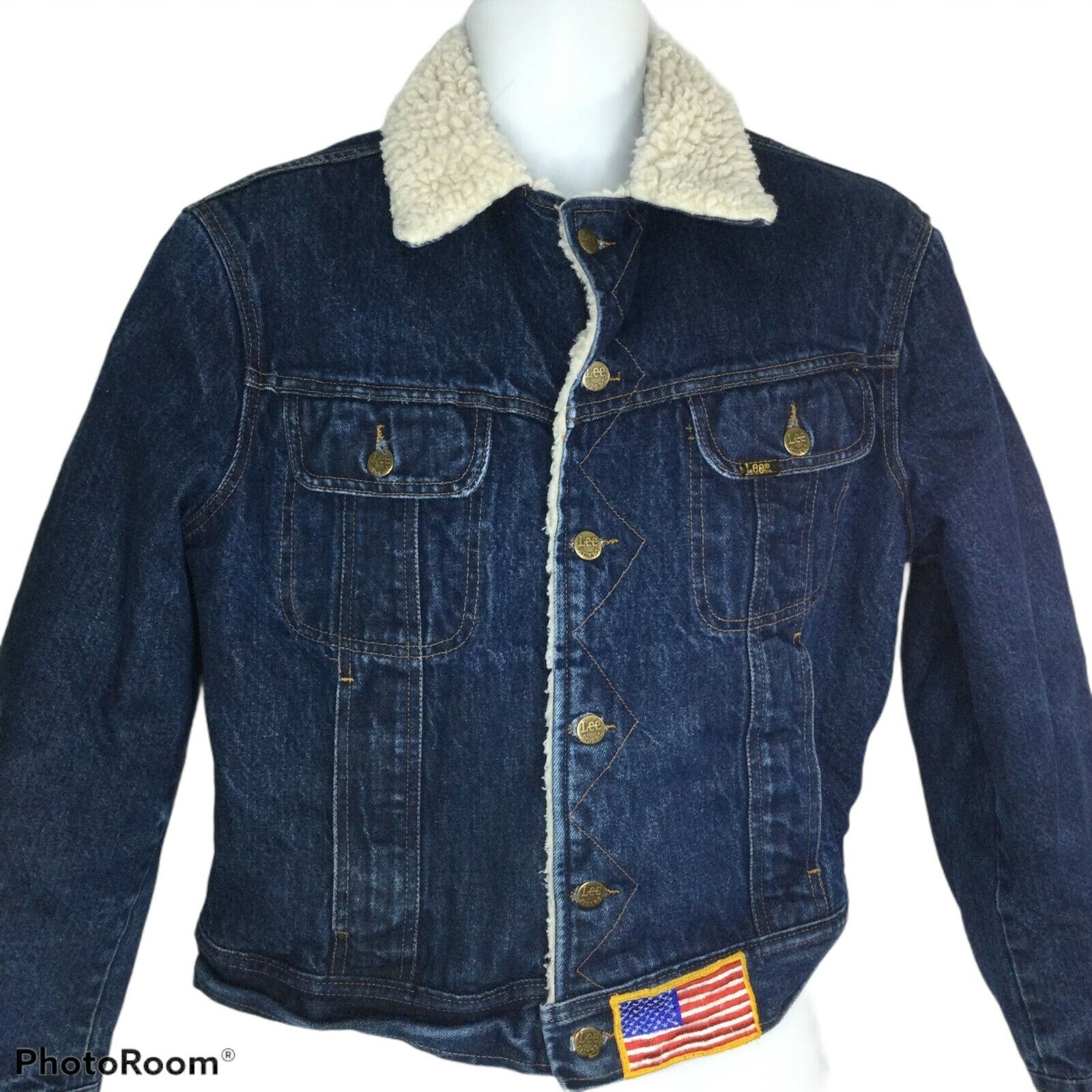 Vintage Lee Storm Rider Sherpa Jean Jacket Sz 44R Denim Coat USA Made 70s  80s