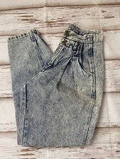 Vtg 80  s Anchor Blue size 9 High Waist Peg Leg Tapered Mom Jeans 26  waist blue